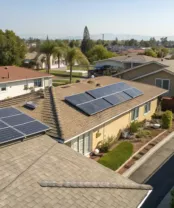 Un toit avec différentes inclinaisons et expositions, montrant visuellement les critères idéaux pour installer des panneaux solaires résidentiels.