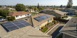 Un toit avec différentes inclinaisons et expositions, montrant visuellement les critères idéaux pour installer des panneaux solaires résidentiels.